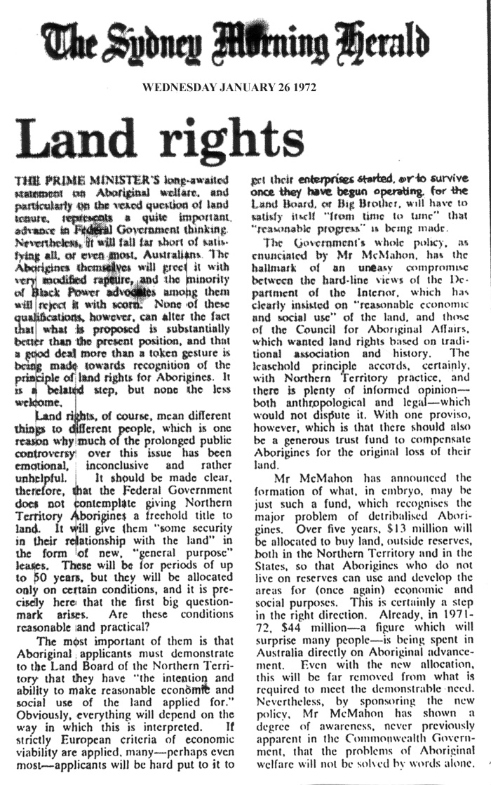 Editorial: SMH 26th January 1972
