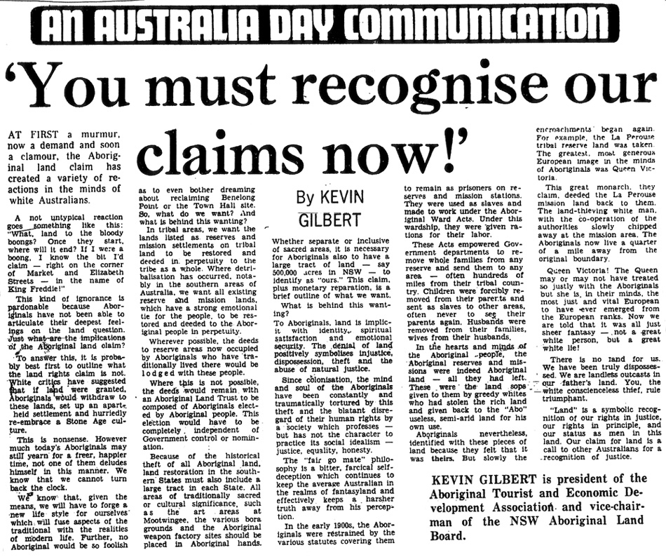 Kevin Gilbert Australian 26th January 1972